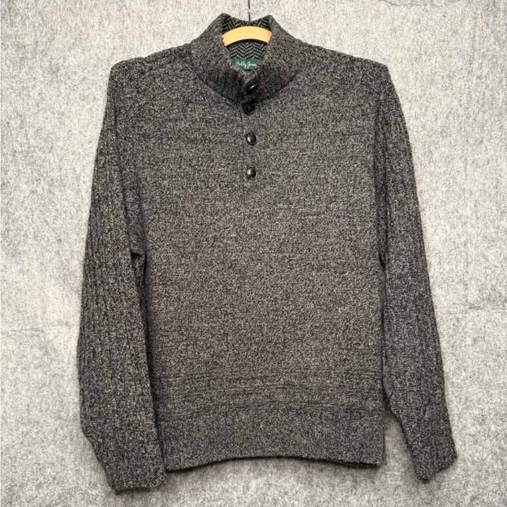 Bobby Jones‎ Charcoal Pullover Cashmere/Wool Blend Henley Sweater- Sz S